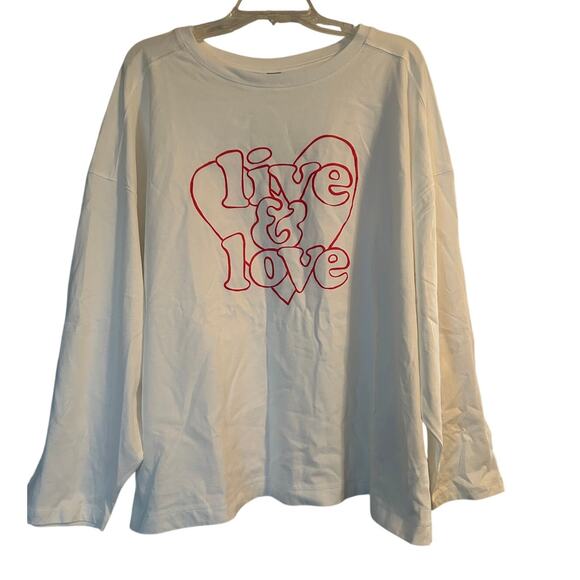 NWT Old Navy Plus White Long Sleeve Heavier Weight T Shirt Live & Love Size 4X - Picture 1 of 6